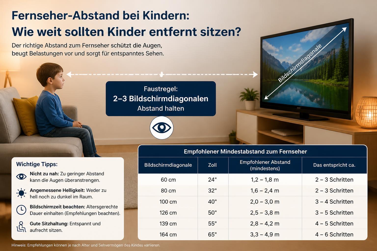 Meta-Titel: Fernseher-Abstand bei Kindern: Wie weit sollten sie sitzen? Meta-Description: Wie groß